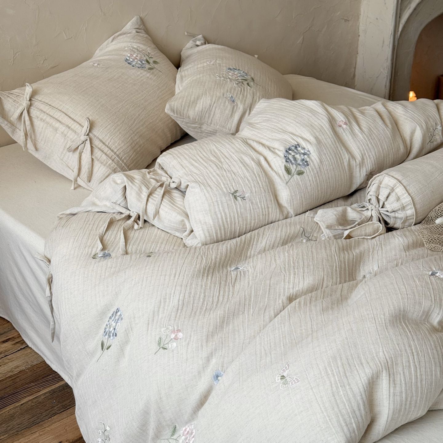 The Garden Room | Cotton–Hemp Embroidered Bed Linen