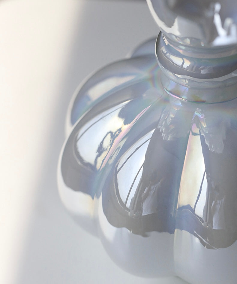 Iridescent White Glass Ruffle Vase Berriscent