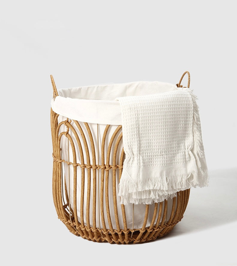 Handwoven Rattan Laundry & Storage Basket with Fabric Lining Berriscent