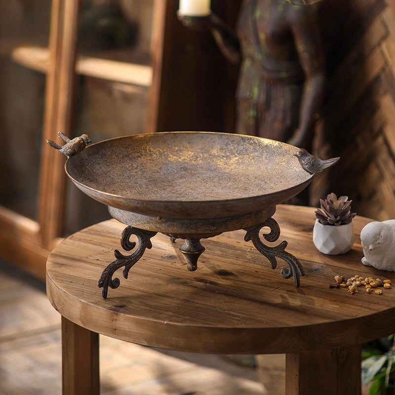 Rustic Wrought Iron Bird Bowl Berriscent