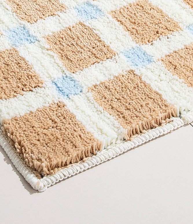 Soft Check Bathroom Rug with Anti-Slip Backing Berriscent