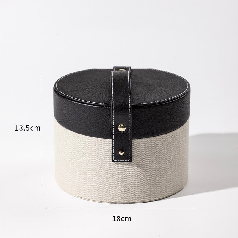 Round Vanity Storage Box with Mirror Berriscent