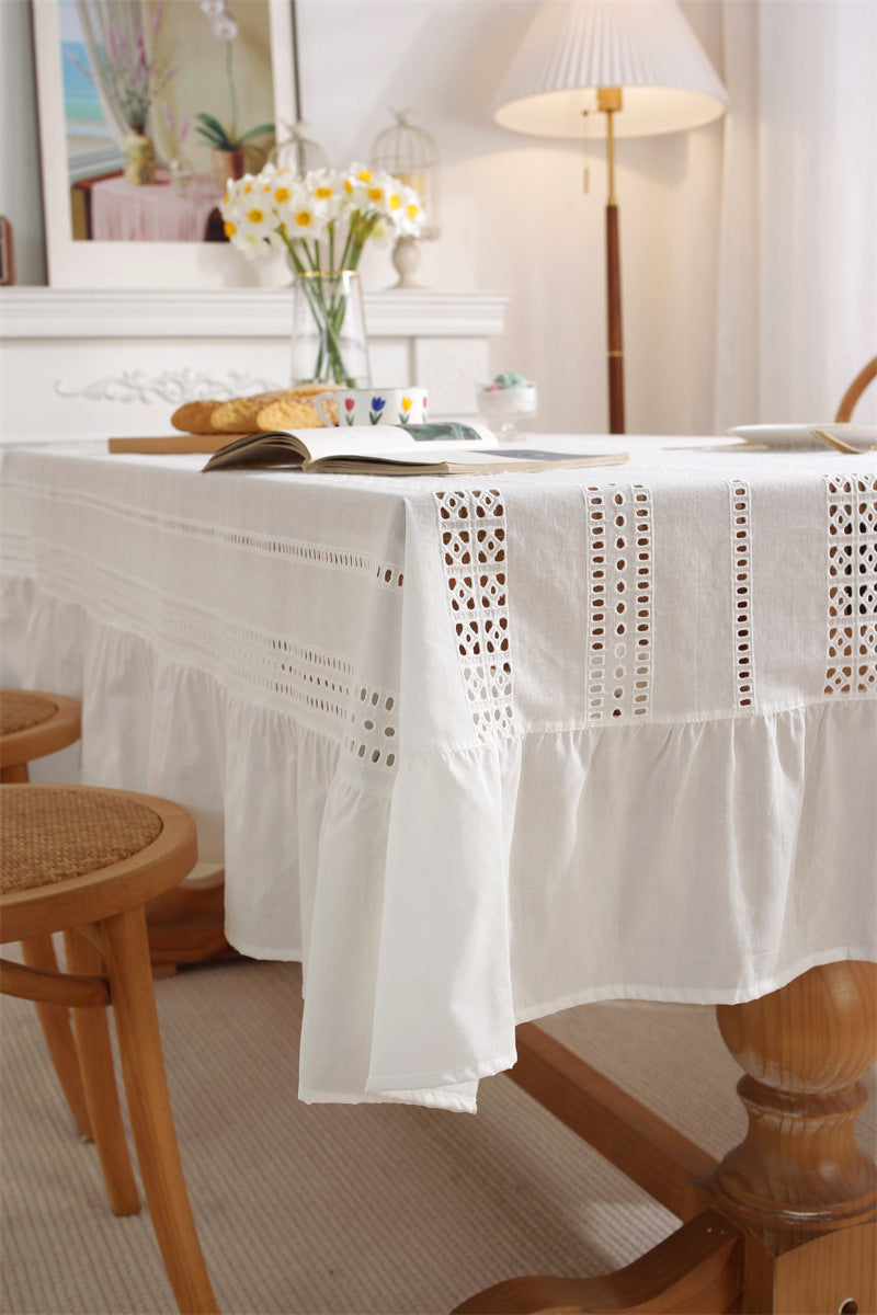 White Haven Lace Tablecloth | Pure Cotton Decorative Cover Berriscent