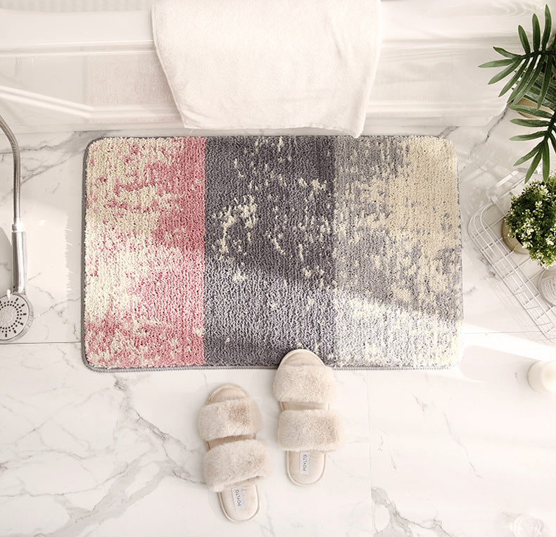 Colour Block Plush Floor Mat Berriscent