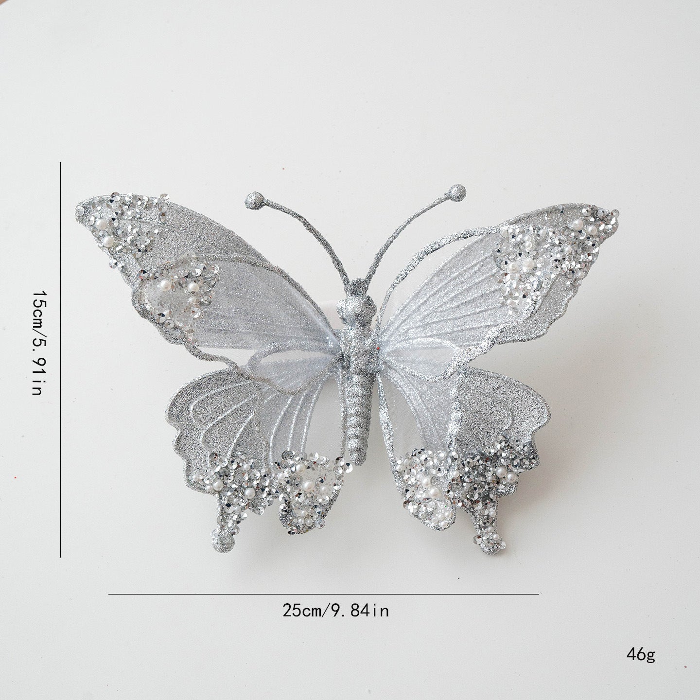 Elegant Pearl Butterfly Ornament – Glitter Decor Clip Berriscent