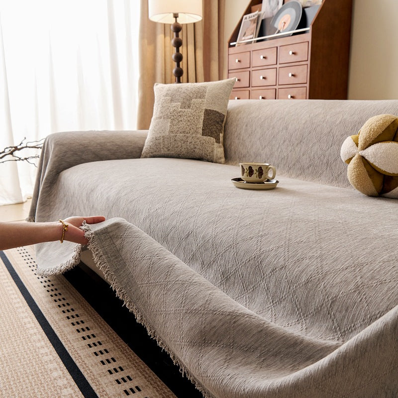 Diamond Jacquard Chenille Sofa Cover Berriscent