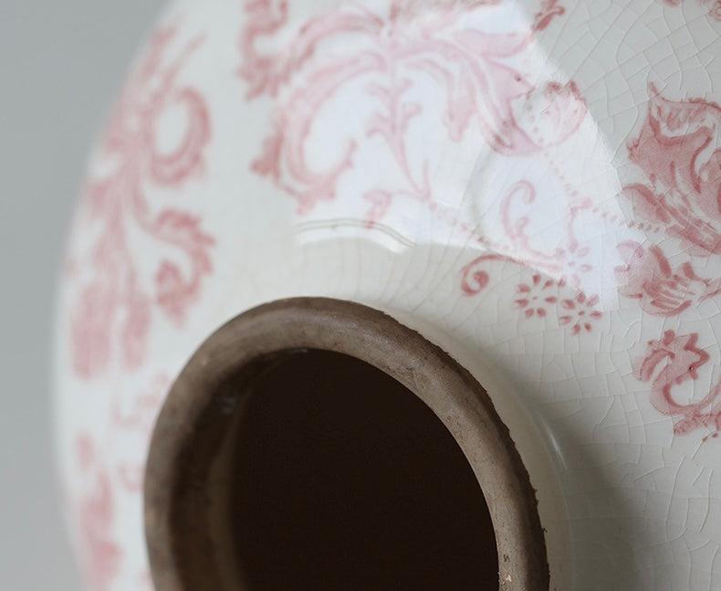 Rosette Crackle Ceramic Vase Berriscent