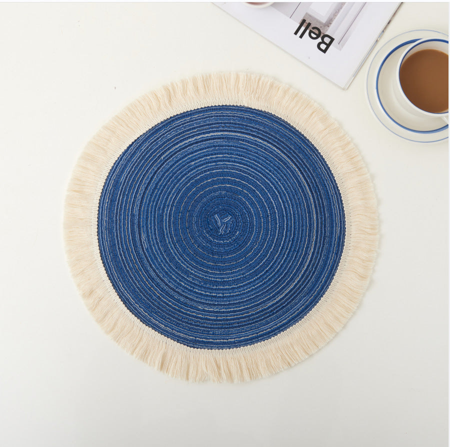 Natural Woven Round Placemats with Fringe – 38 cm / 42 cm Berriscent