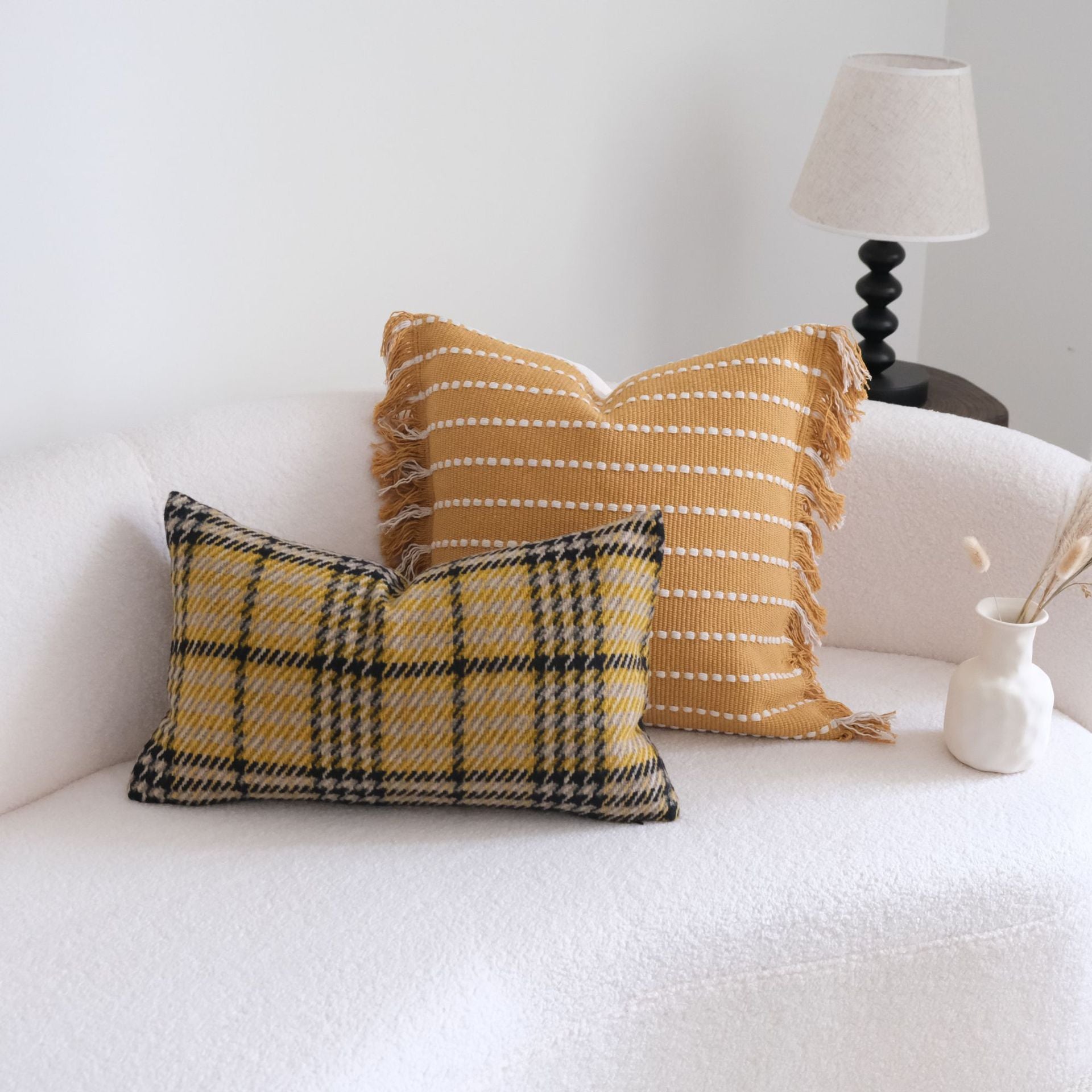 Golden Weave Collection - Decorative Cushions in Warm Mustard Tones Berriscent