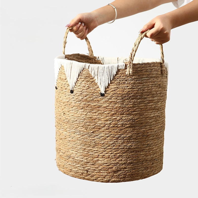 Handwoven Seagrass Storage Basket with Handles Berriscent