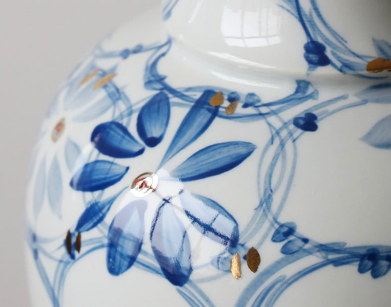 Azure Bloom Porcelain Vase Berriscent