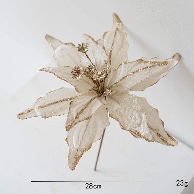 Artificial Glitter Poinsettia Flower Collection – 28 cm