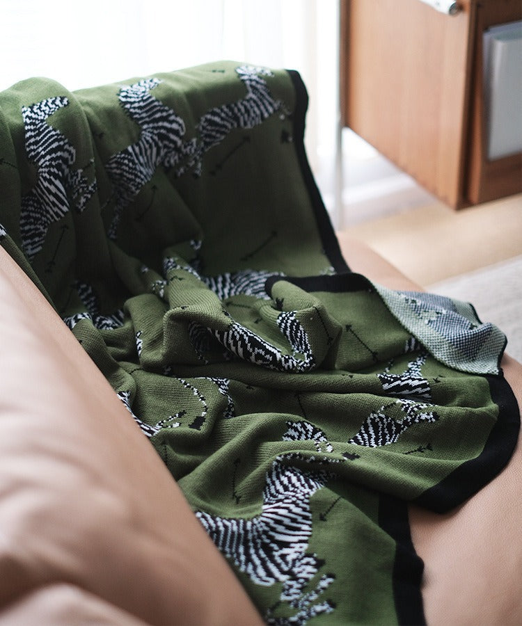 Savanna Stride Throw – Artistic Zebra Jacquard Blanket Berriscent