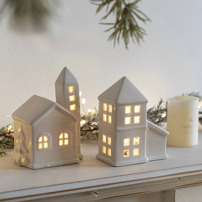 Ceramic LED House Decorations – Christmas Night Lights