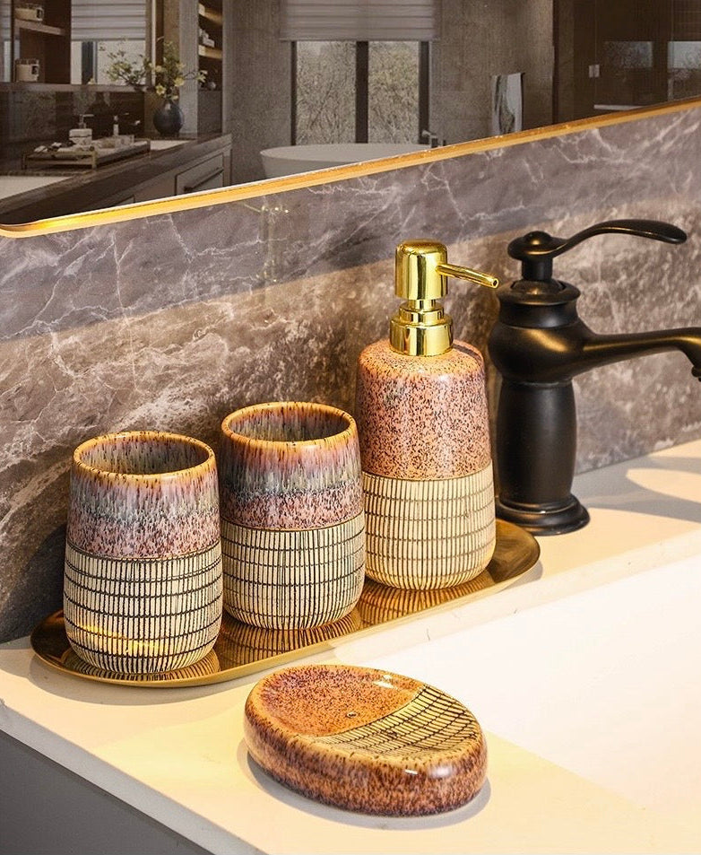 Aurora Glaze Ceramic Bathroom Set Berriscent