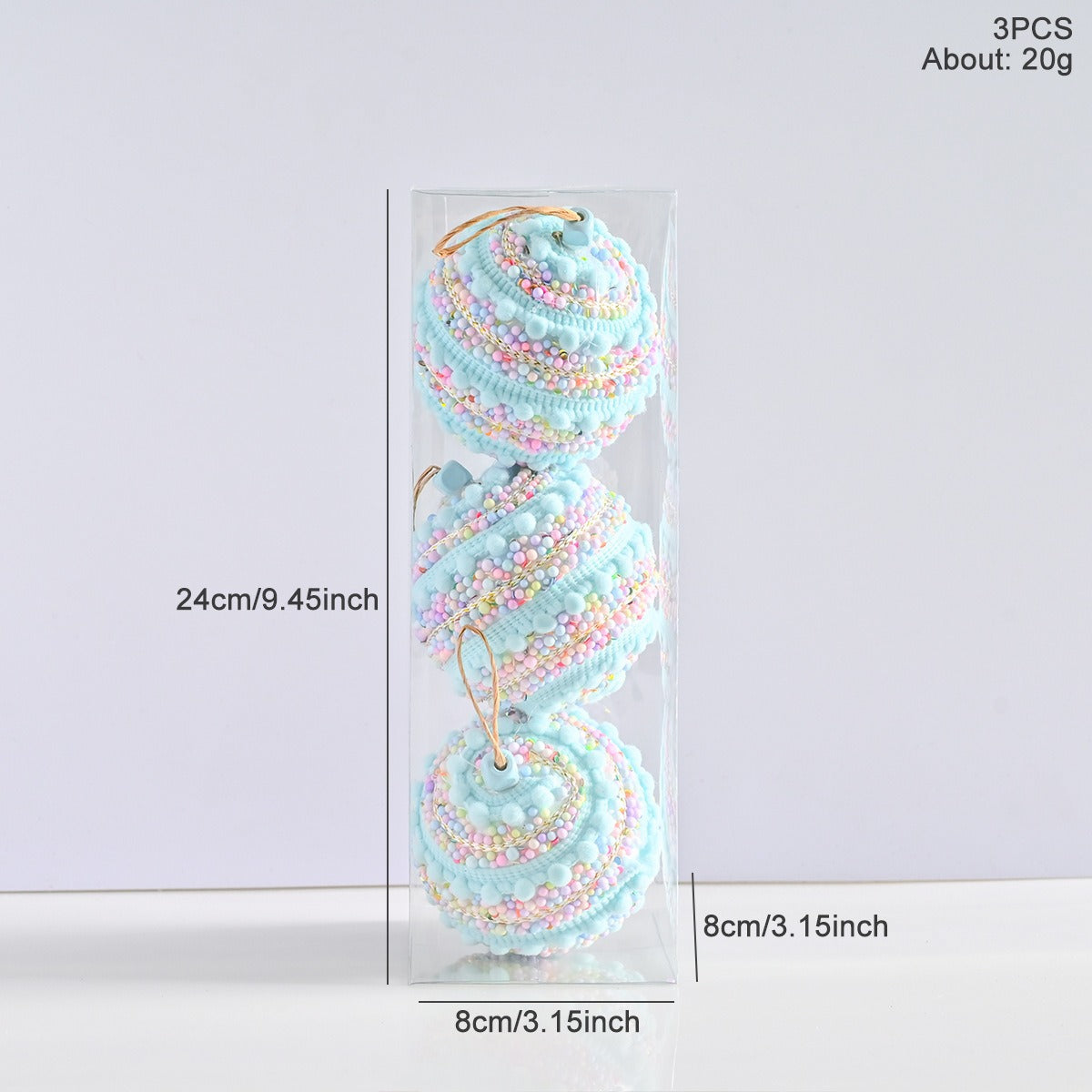 Sugarplum Dreams Collection Christmas Tree Baubles – Set of 3 (8 cm)