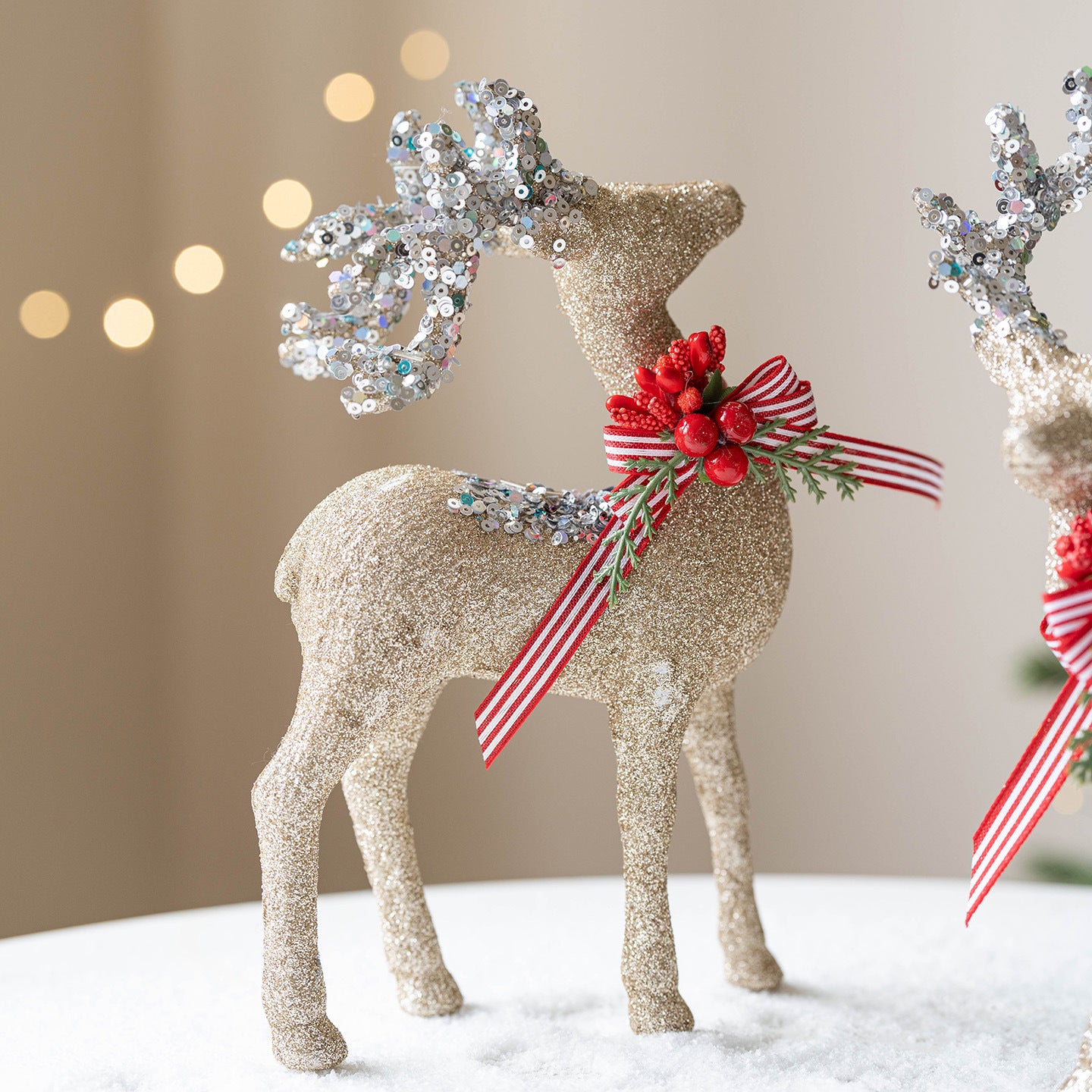 Luxury Christmas Deer Figurine Collection – Velvet & Glitter Pairs
