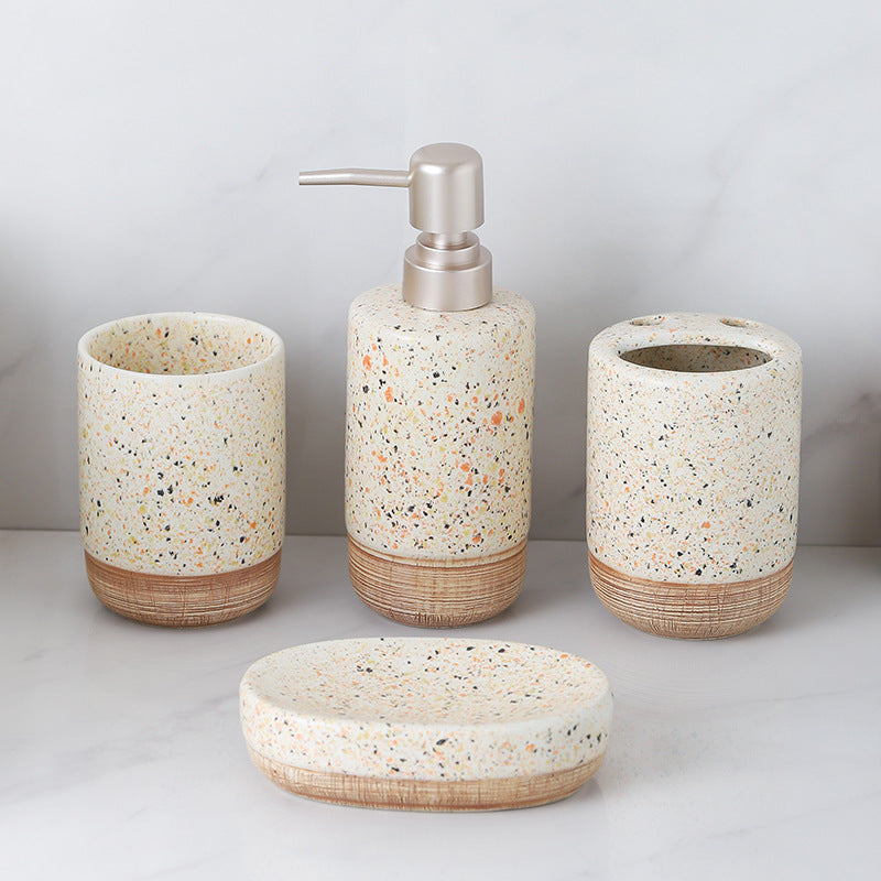 Terra Speck Ceramic Bathroom Set Berriscent