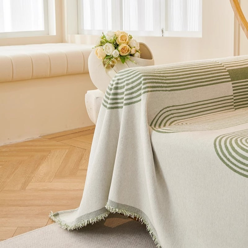 Arc Lines Chenille Sofa Cover Berriscent