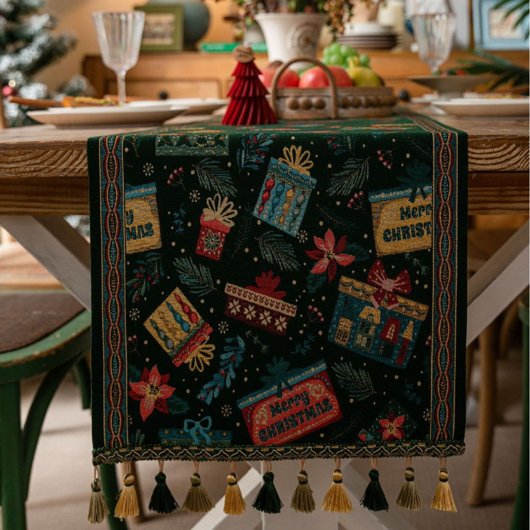 Nordic Noel Embroidered Christmas Table Runner Berriscent