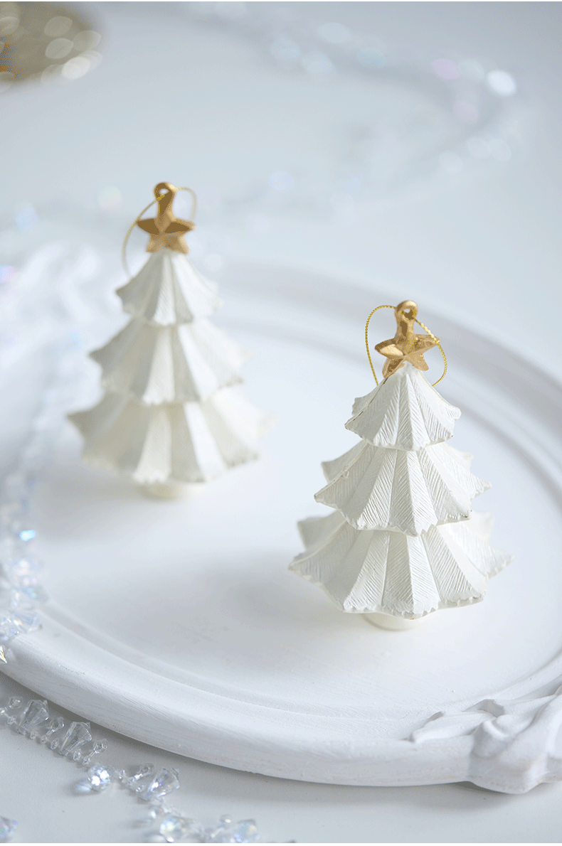 Snowlit Grace Christmas Ornaments – Elegant White & Gold Holiday Collection