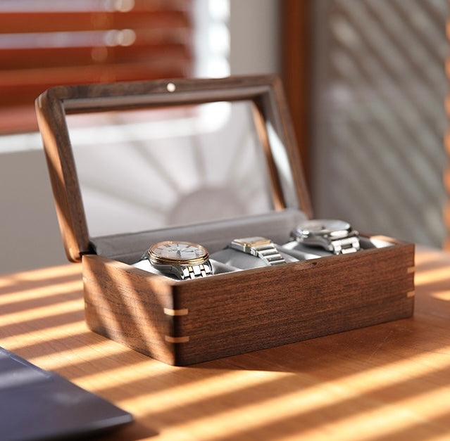 Aurelius Walnut Watch Display Case – 3 Slot Berriscent