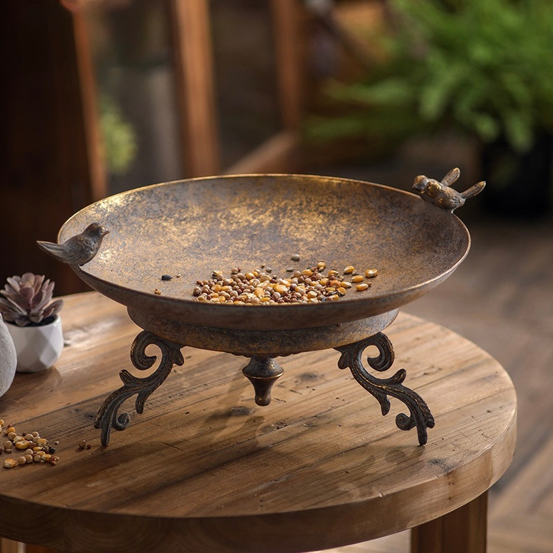 Rustic Wrought Iron Bird Bowl Berriscent