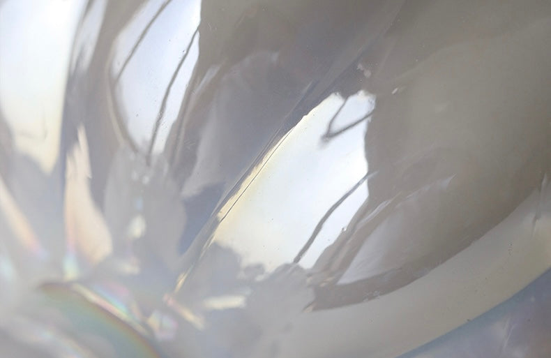 Iridescent White Glass Ruffle Vase Berriscent