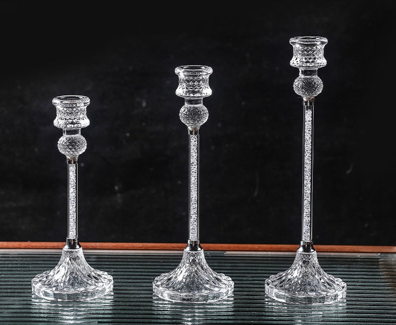 Crystal Glass Candlestick Set – 3 Pieces Berriscent