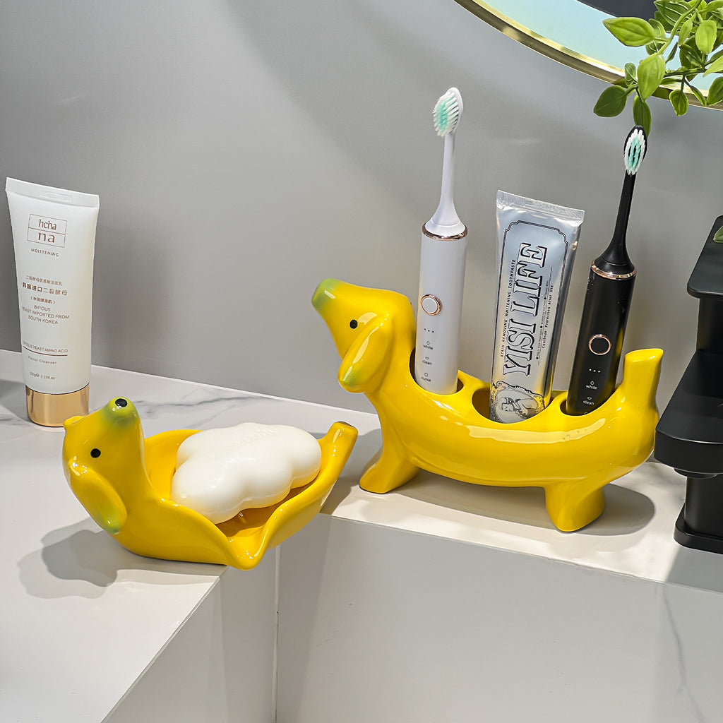 Dachshund Ceramic Vanity Organizer Berriscent