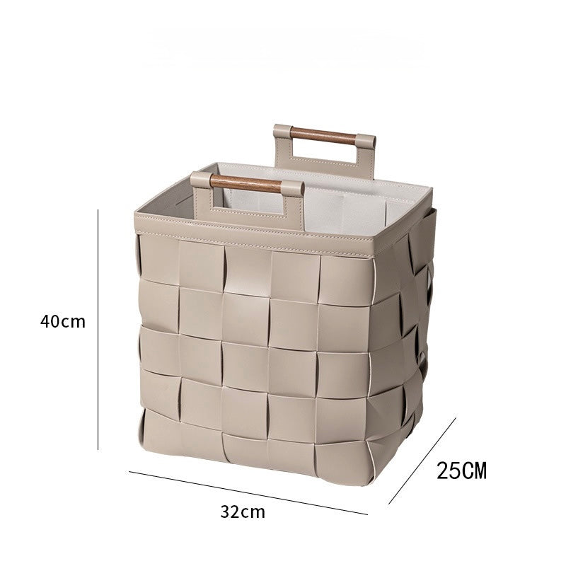 Woven Leather Storage Basket Berriscent