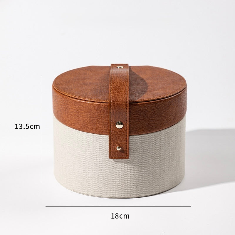 Round Vanity Storage Box with Mirror Berriscent