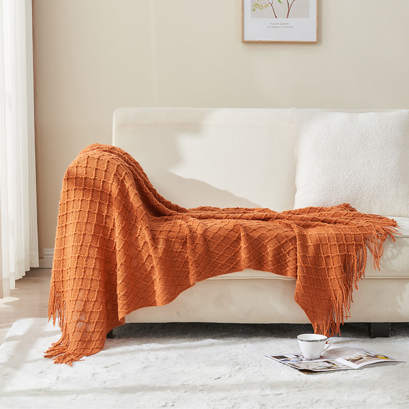 Solea Textured Throw – Soft Woven Elegance with Fringe Detail Berriscent