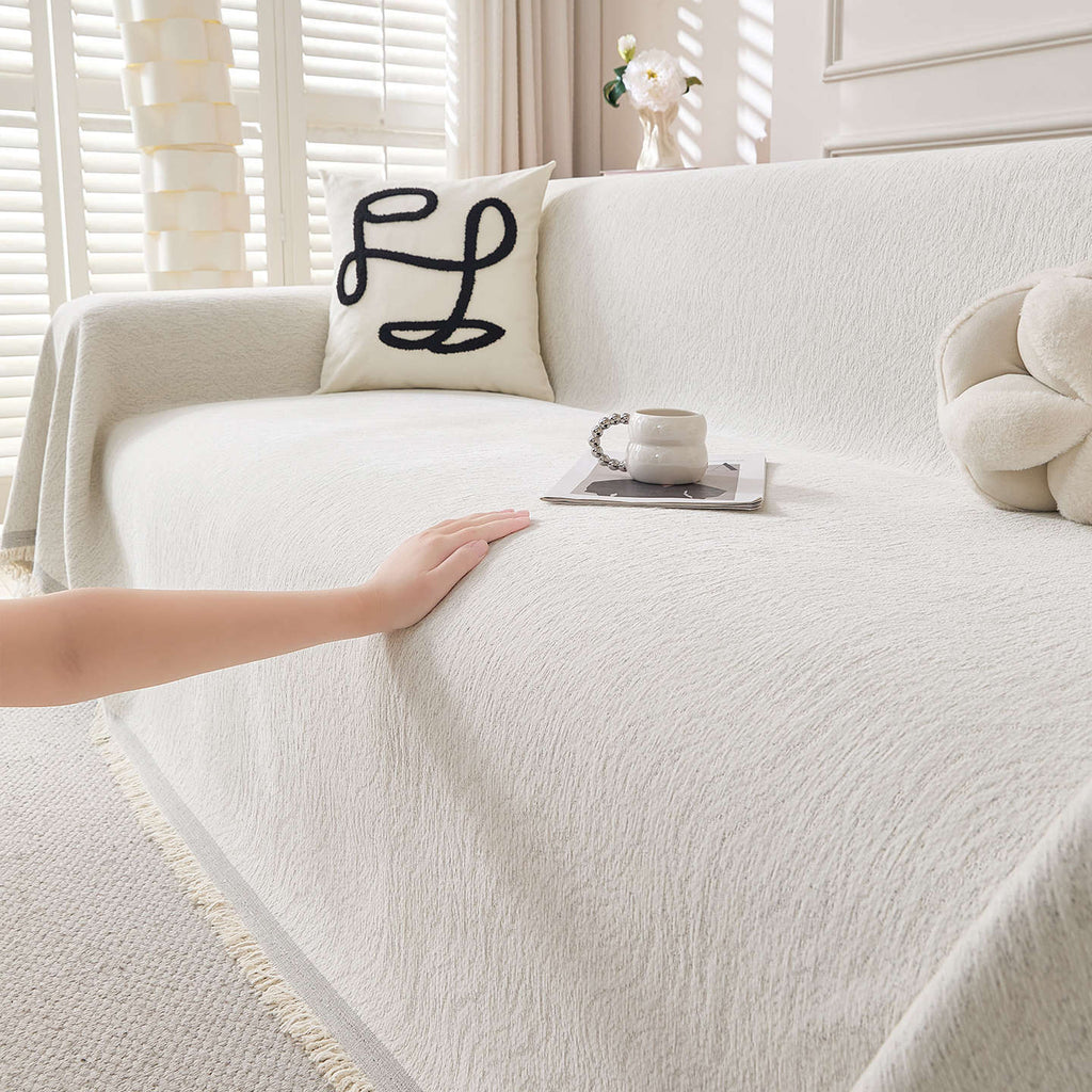 Woven Wave Chenille Sofa Cover Berriscent