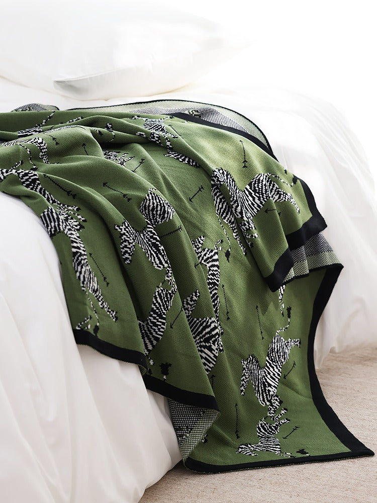 Savanna Stride Throw – Artistic Zebra Jacquard Blanket Berriscent