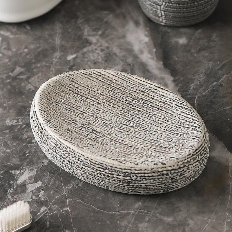 Obsidian Texture Ceramic Bathroom Set Berriscent