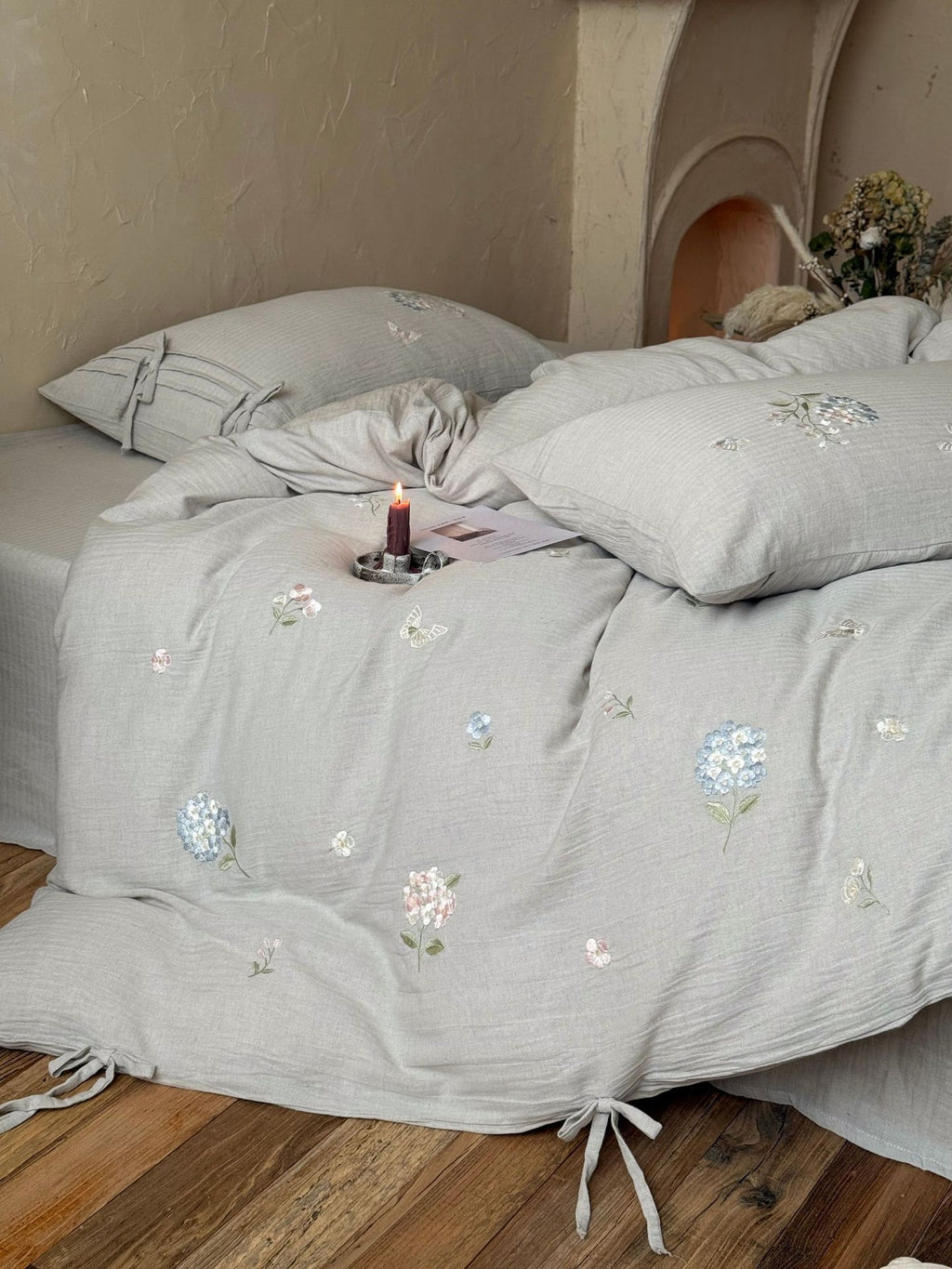 The Garden Room | Cotton–Hemp Embroidered Bed Linen