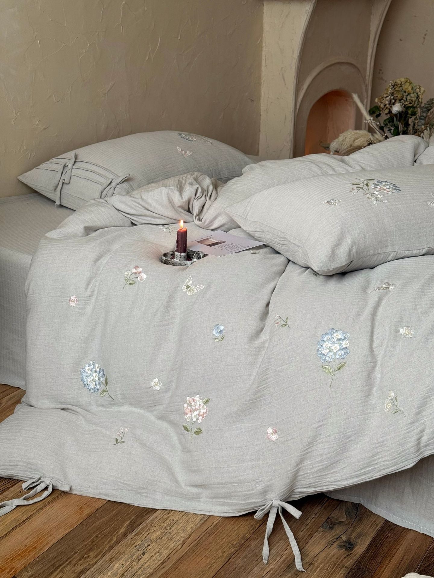The Garden Room | Cotton–Hemp Embroidered Bed Linen