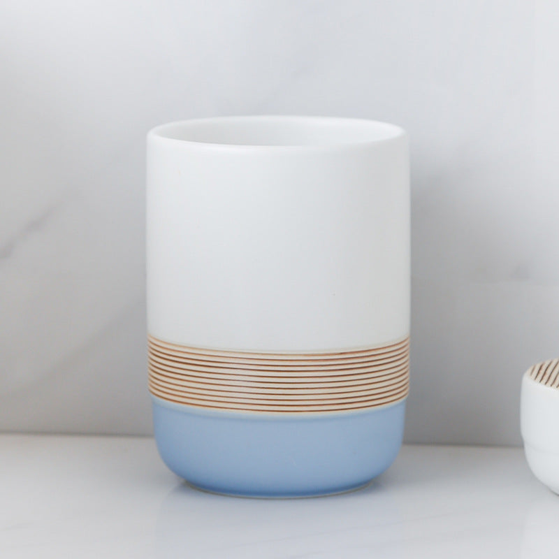 Coastal Line Ceramic Bathroom Set Berriscent