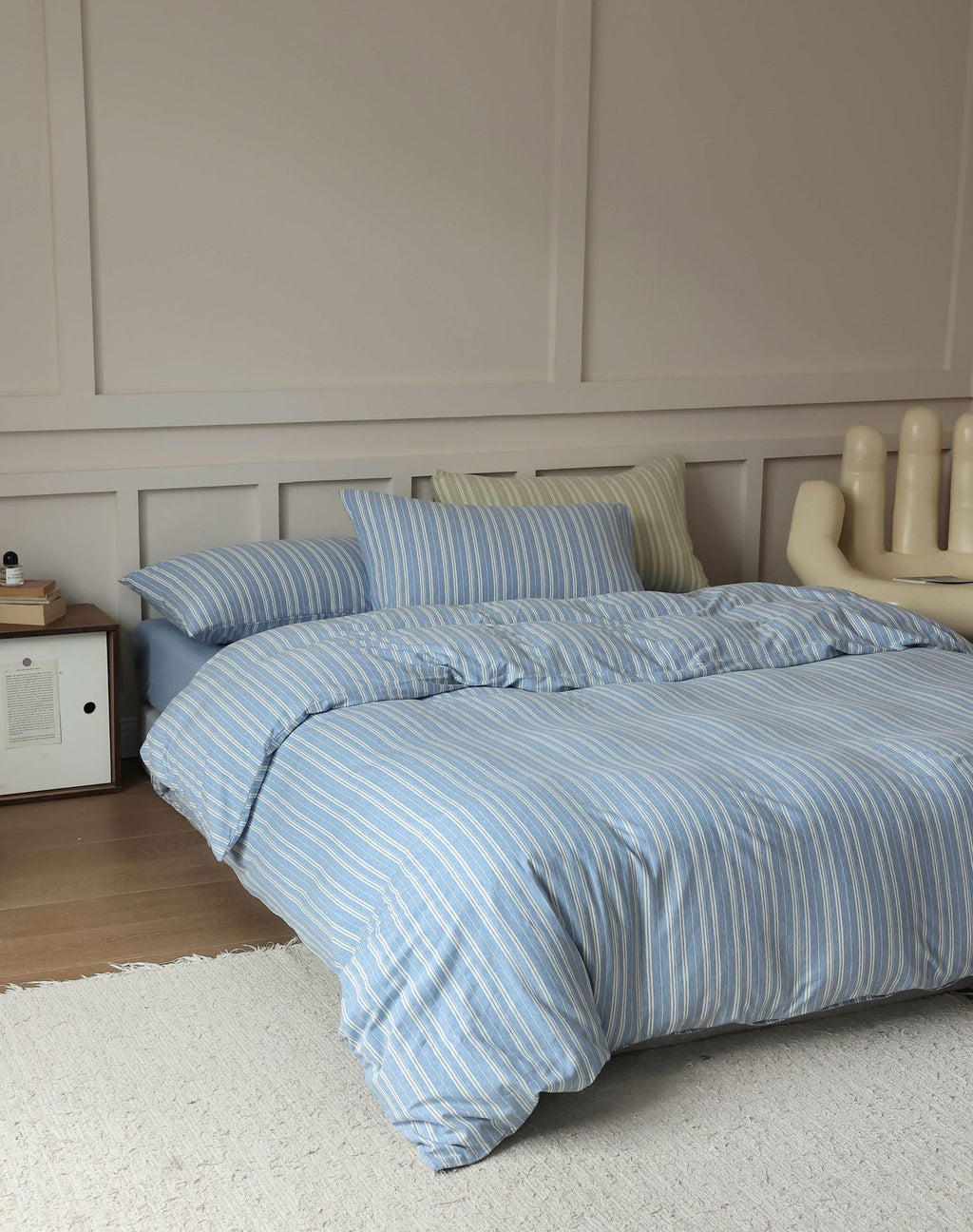 Blue Stripe Pure Cotton Bedding Set Berriscent