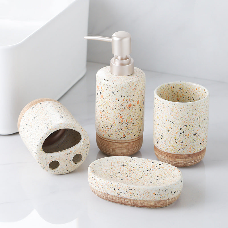 Terra Speck Ceramic Bathroom Set Berriscent