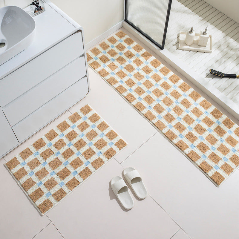 Soft Check Bathroom Rug with Anti-Slip Backing Berriscent