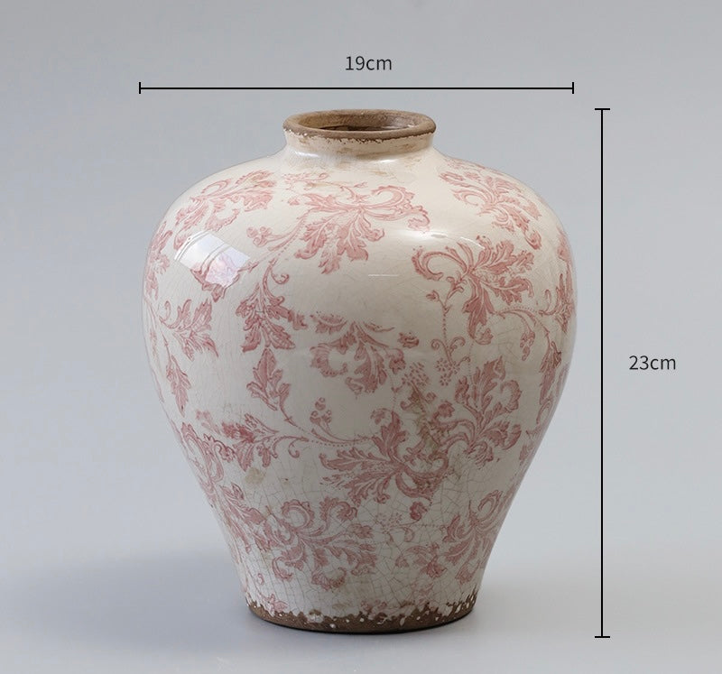 Rosette Crackle Ceramic Vase Berriscent