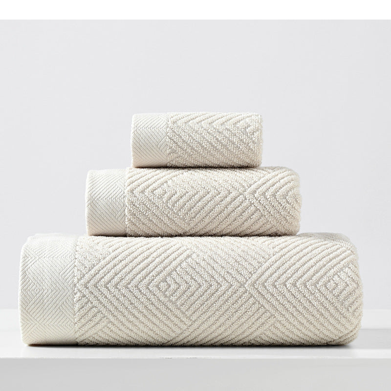 Textured Cotton 3-Piece Towel Set Berriscent