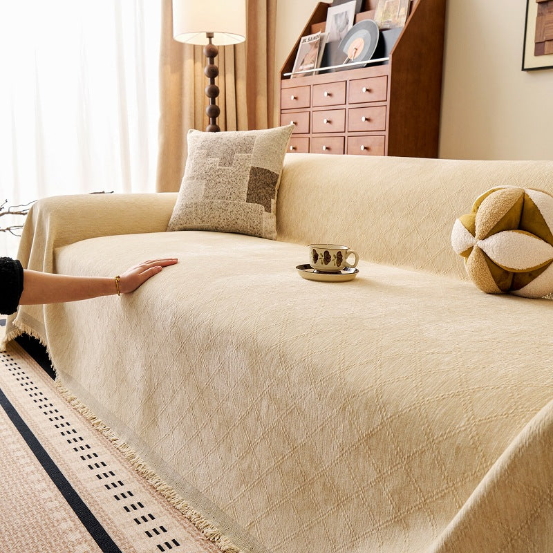 Diamond Jacquard Chenille Sofa Cover Berriscent