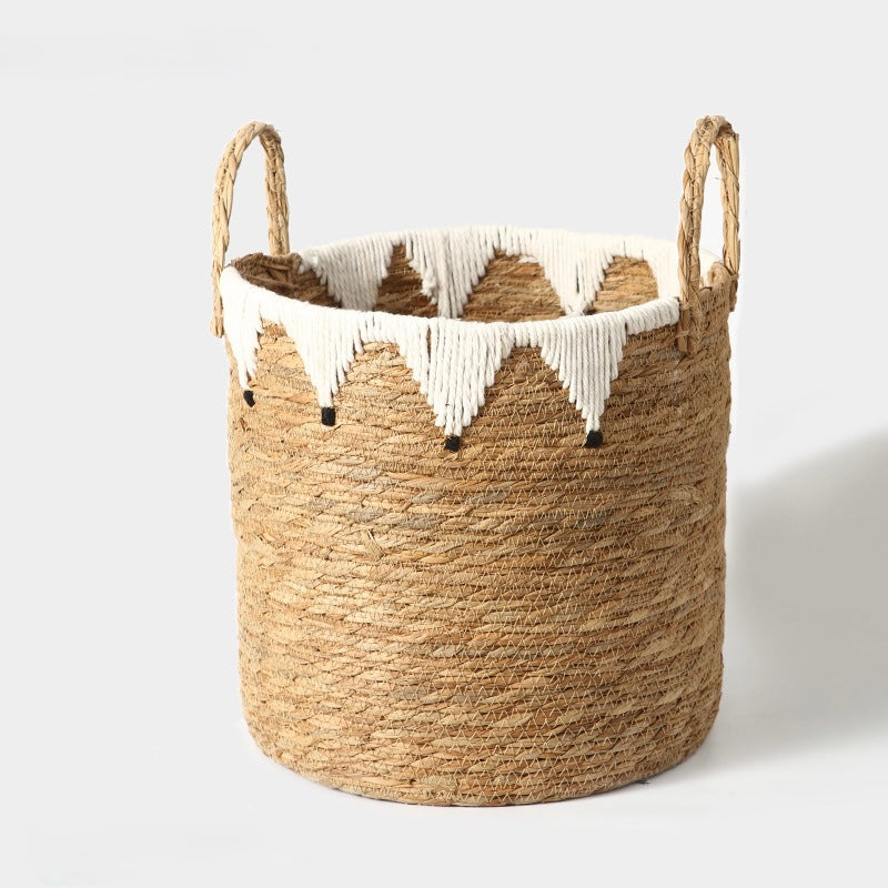 Handwoven Seagrass Storage Basket with Handles Berriscent