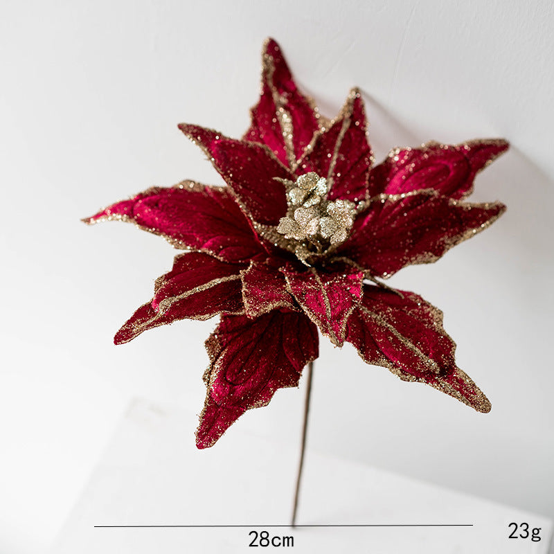 Artificial Glitter Poinsettia Flower Collection – 28 cm