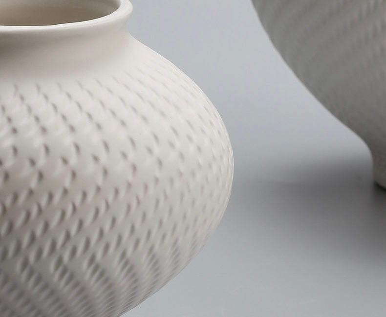 Textured White Ceramic Vase Collection Berriscent
