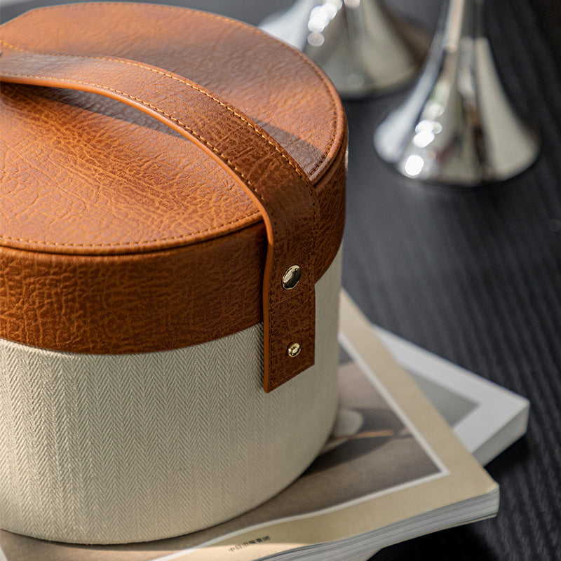 Round Vanity Storage Box with Mirror Berriscent