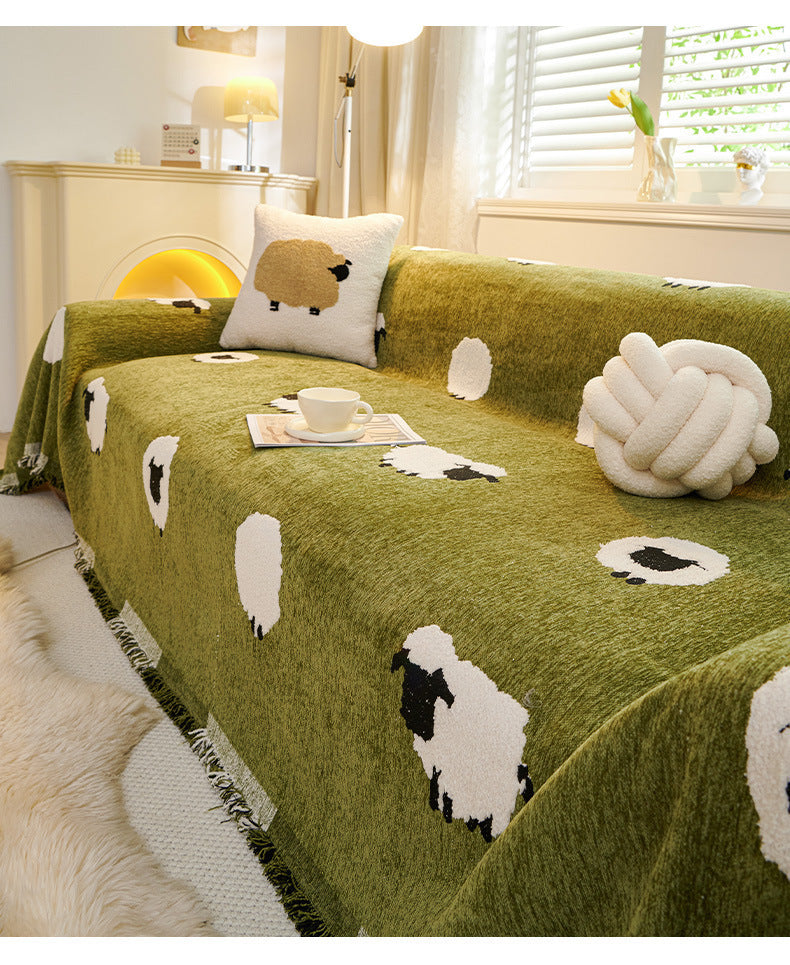 Dreamy Sheep Chenille Sofa Cover Berriscent